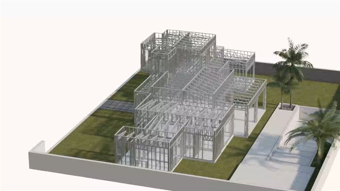 Modelado estructural 3D de vivienda en acero liviano — DG Ingeniería
