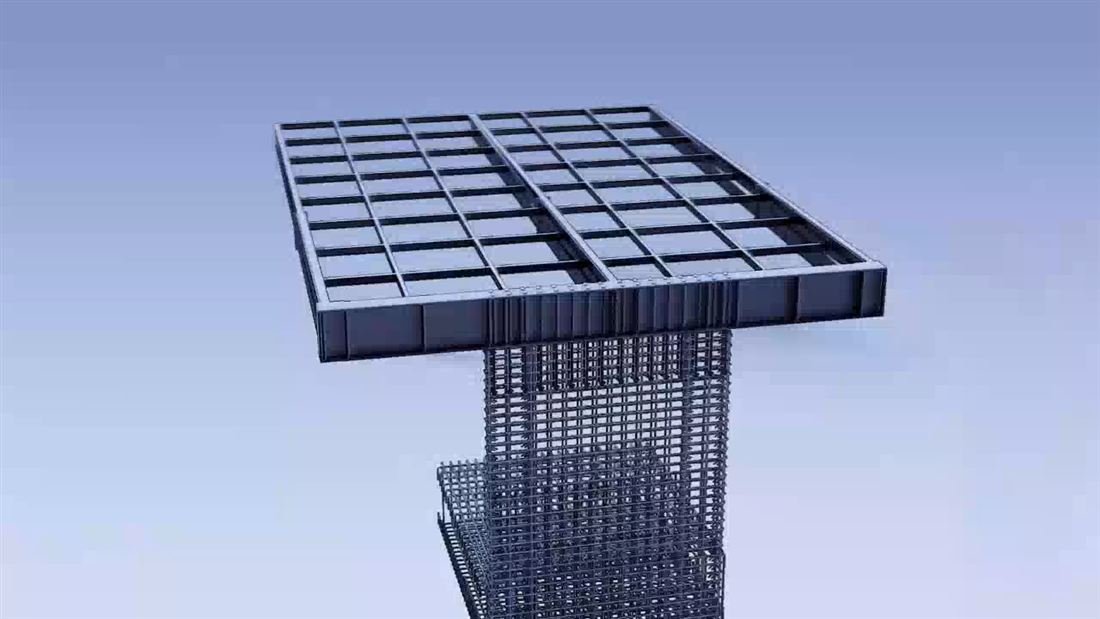 Detalle 3D de armaduras de losa y pilar — DG Ingeniería